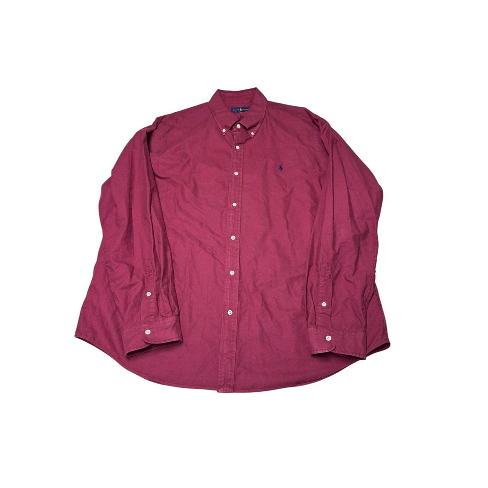 Ralph Lauren Mens XXL‎ Classic Fit Oxford Shirt Burgundy Maroon Long Sleeve
